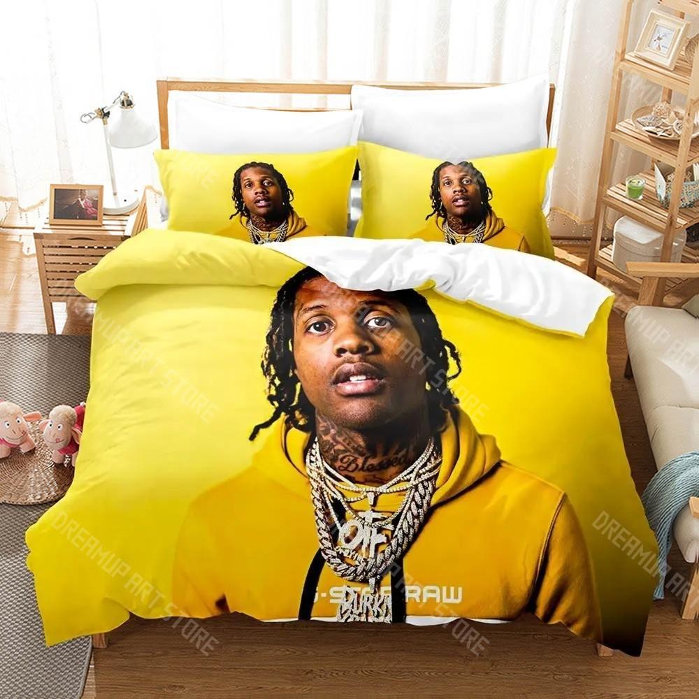 3D Печатный Комплект Постельного Белья с Изображением Рэпера Lil Durk для Мальчиков и Девочек Пододеяльник Наволочка Размеры: Односпальный, Полуторный, Двуспальный, Евро, Детский