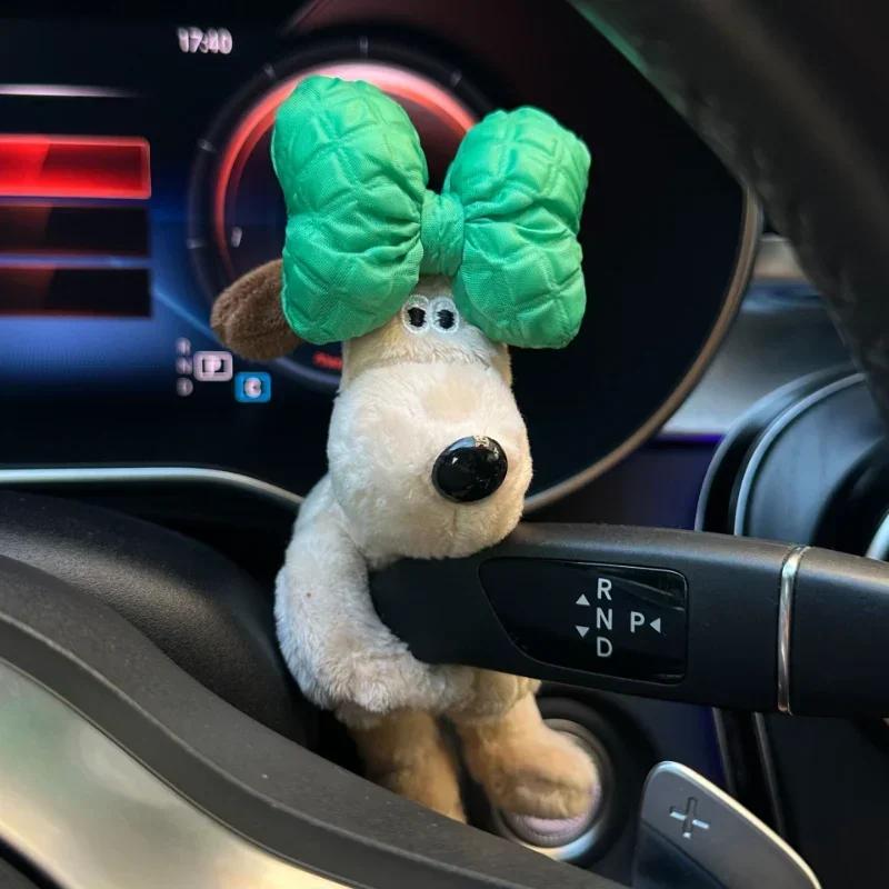 Car Puppy Plush Doll Clutch Decor Car Wiper Turn Signal Switch Decoration Kawaii Dog Wiper Doll Car Interior Accessories