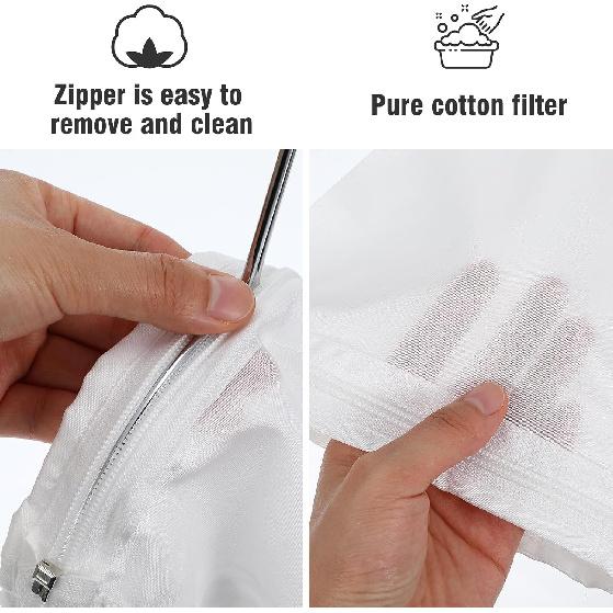 2 Pack Ultra Fine Mesh Strainer Bag with 1 Stainless Steel Frame Handle, Reble Food Grade Juice Strainer with Filter Zipper Bags Cheese Cloths for