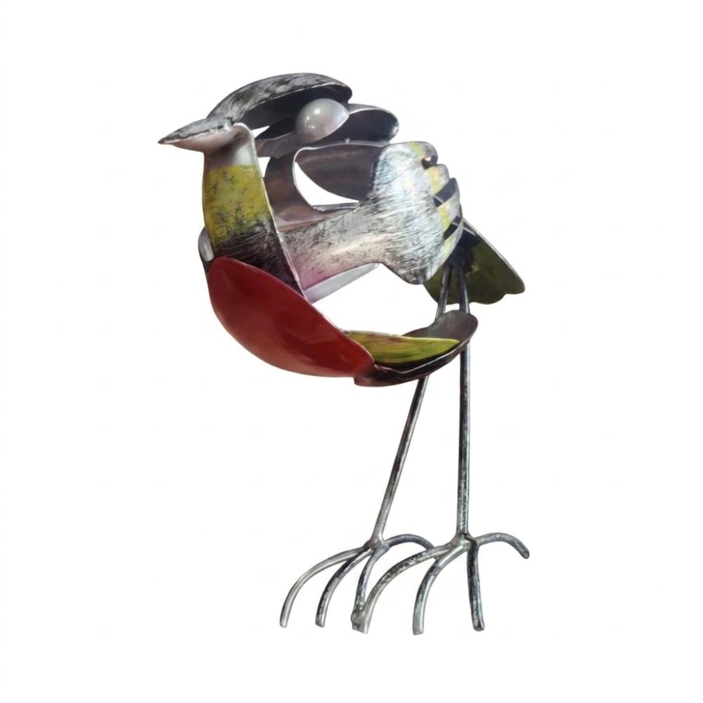 Eco-friendly Scrap Metal Bird Statue Handmade Recycled Bird Ornament Desk Decor