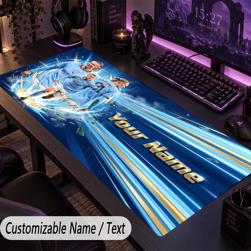 Large Mouse PadErling Haaland Custom Name Text Personalized Desk Mat Non Slip Gaming Pad