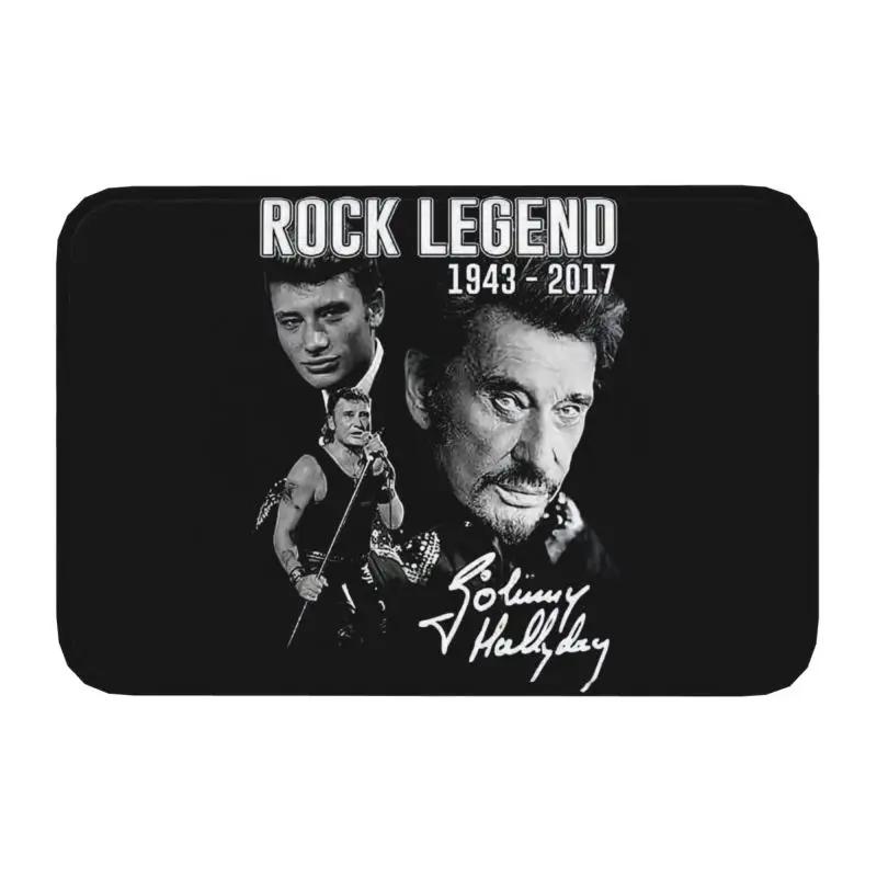 Rock Johnny Hallyday Door Floor Bath Kitchen Mat Anti-Slip French Singer Music Doormat Living Room Entrance Rug Carpet Footpad