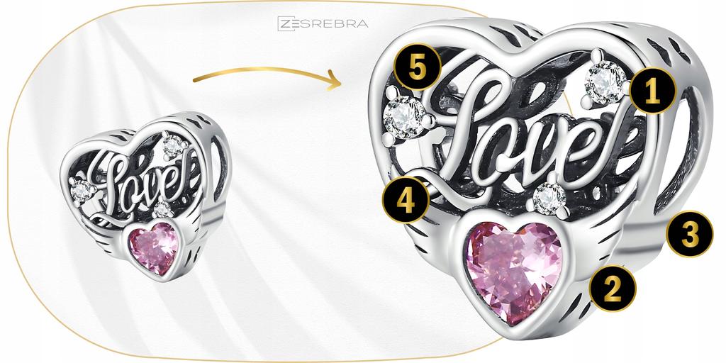 Charms Openwork Heart Love Bead Pr 925 Beads Pendant