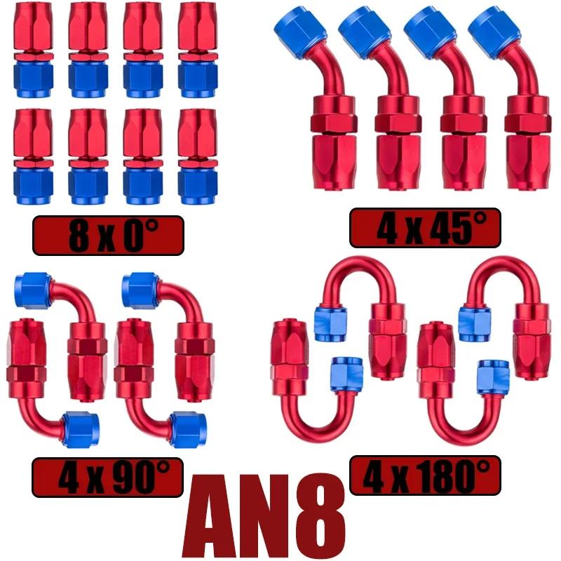 20 шт. 4AN 6AN 8AN 10AN 12AN 8x0° 4x45° 4x90° 4x180° Градусов Поворотные Конечные Фитинги Шланга Адаптер Для Трубки Топливной Масляной Линии CPE Заглушка NPT