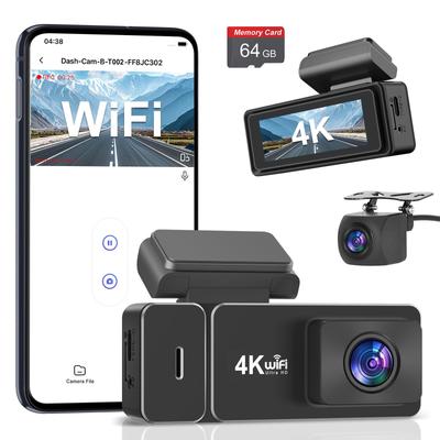 CHORTAU Новое издание видеорегистратора с передней и задней камерами 4K UHD 8MP 1080P Full HD 5G Карта 64 ГБ Большая апертура Большой IPS ЖК-дисплей Светодиод Светофор Энергия Автоматический