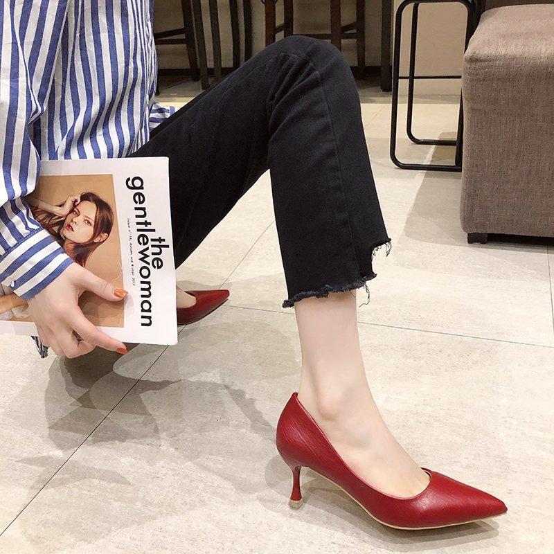 Женские туфли на высоком каблуке 2025 осень новые универсальные одинарные туфли с острым носком шпилька профессиональные для верхней одежды универсальные туфли на высоком каблуке с одной педалью