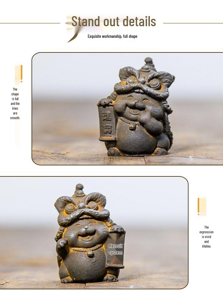 Пробуждающийся Лев Денежный Кот Орнамент - Китайский Национальный Тренд Домашний Декор, Высококачественное Ручное Изделие для Рабочего Стола Гостиной.