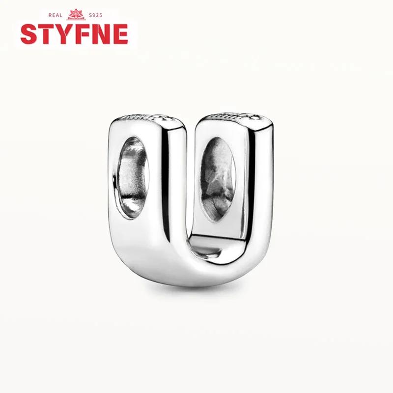 Silver 925 Alphabet Charms A-Z 26 Letters Fine Beads for DIY Jewelry Making Women Gifts Bracelet