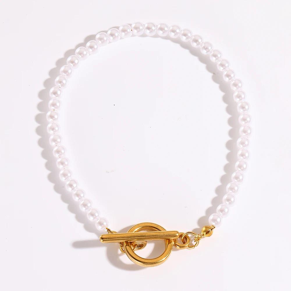 Минималистичный Новый Высококлассный и Атмосферный Женский Браслет из Нержавеющей Стали с Имитацией Жемчуга Циркон Можно Сделать Своими Руками Циркон Подарок Оптом