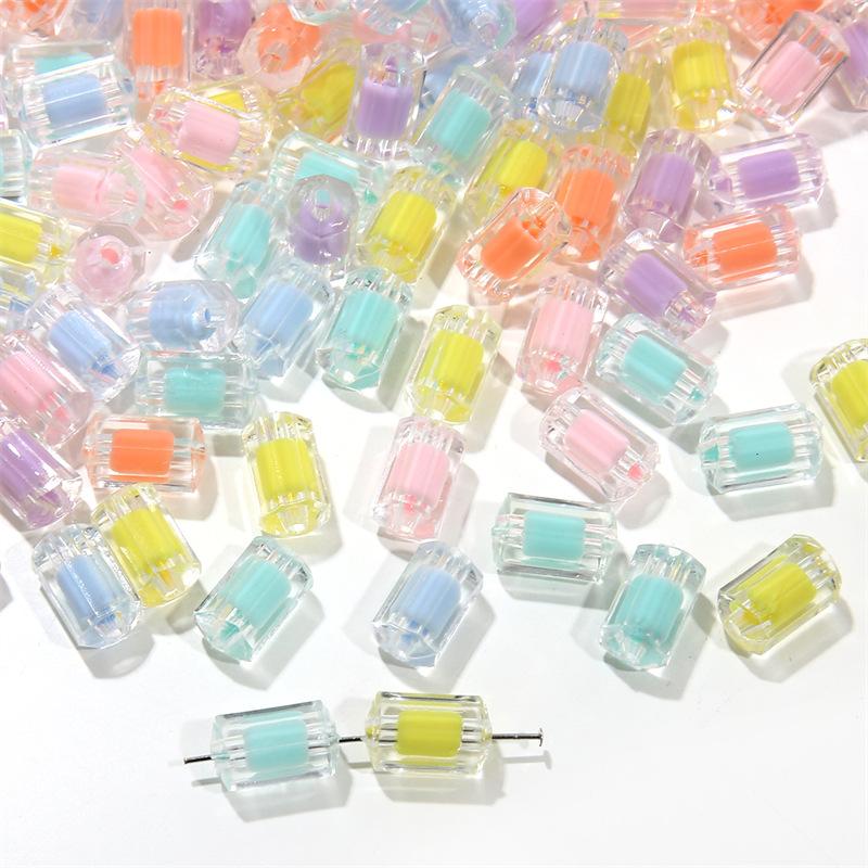 Бусины для браслета ручной работы, акриловые прозрачные матовые цветные гальванизированные бусины для колонн, глянцевые бусины в бусинах, бусины, браслет ручной работы своими руками, ожерелье, свободные бусины
