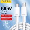 100W Dual Type-C Fast Charging Cable with Chip for Huawei, Xiaomi, Vivo, and Honor Phones
