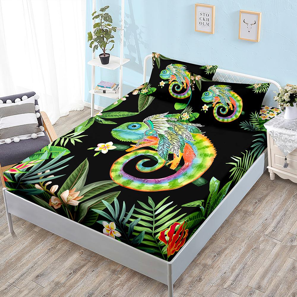 Three-Piece Mattress, Bedspread Animal Chameleon Bedding, Mattress Protective Cover