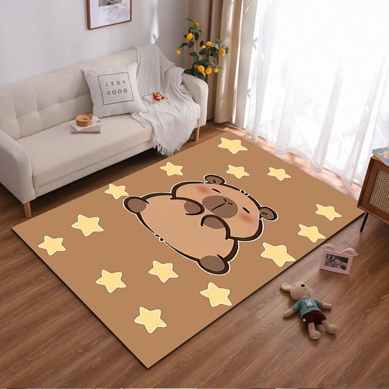 Cute Cartoon Bear and Stars Pattern Carpet for Living Room Decor Suitable for use as an anti-slip for living room bedroom sofas