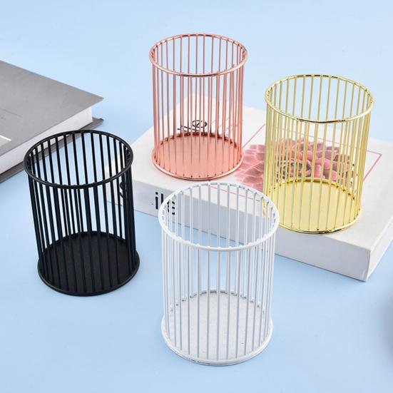 yangyizhi Metal Pen Holder, Nordic Desk Organizer for Makeup Brushes, Anti-Rust Multifunctional Storage Basket Pencils Office Supplies