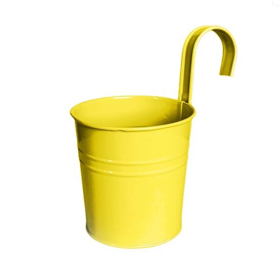 Hanging Metal Planter Flowerpot with Detachable Hook Drain Hole Railing Plant Pot for Balcony Garden