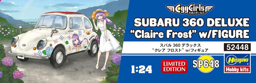 Hasegawa Subaru 360 Deluxe Claire Frost Plastic Model Kit SP648 1/24 w/Figure (Automobile)