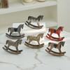 Wooden Rocking Horse Figurine Vintage Wood Carving Pony Statue Sculpture Home Office Desktop Decoration Ornament