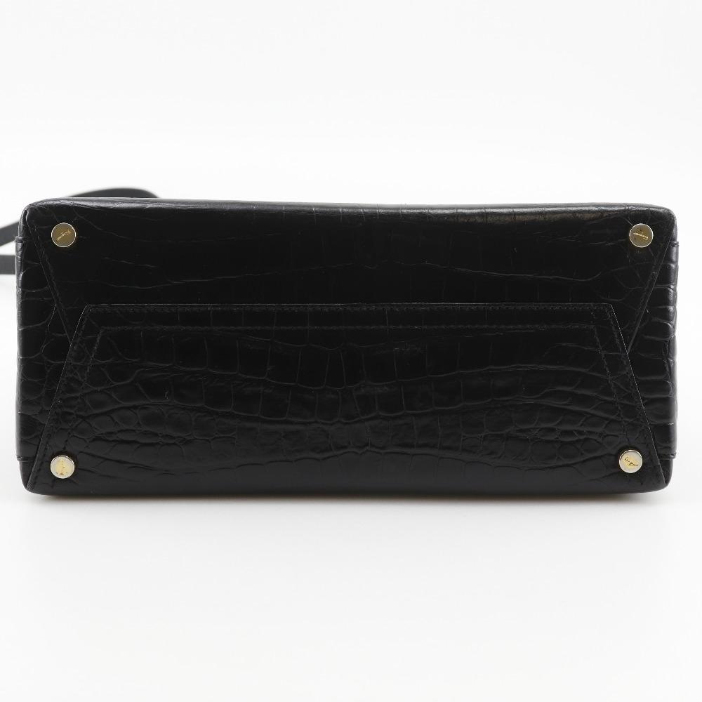 Salvatore Ferragamo Vala Handbag AQ-21 8252 2WAYShoulder black/gold Embossed Leather Women Used