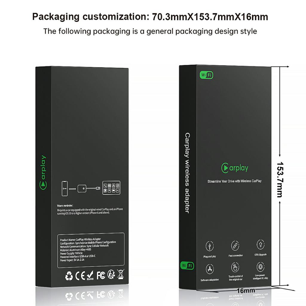 BY967B USB-флеш-накопитель для автомобиля, проводной и беспроводной Carplay Android Auto, 2 в 1, смарт-бокс