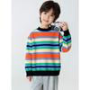 Бренд Детской Одежды 2026 Осень Новинка Полосатый Вязаный Свитер для Старших Детей, Детский Свитер в Полоску с Круглым Вырезом, Свитер из Чистого Хлопка