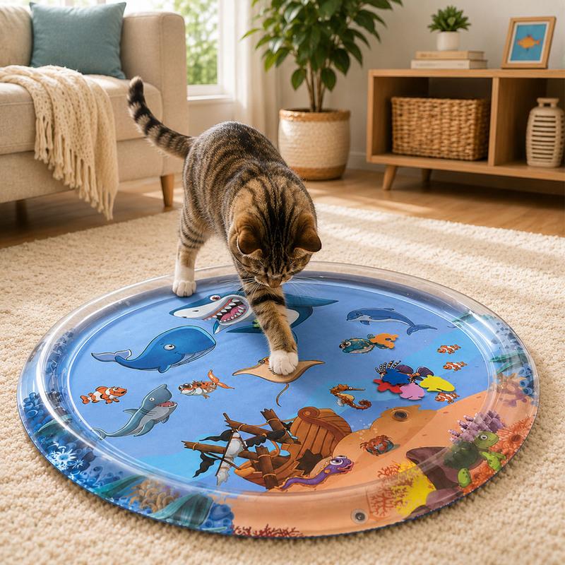 1PC Upgraded Thickened Water Sensor Play Mat for Pets, Cats & Dogs, Cool Comfort Inflatable Tummy Time Water Mat, PVC Material