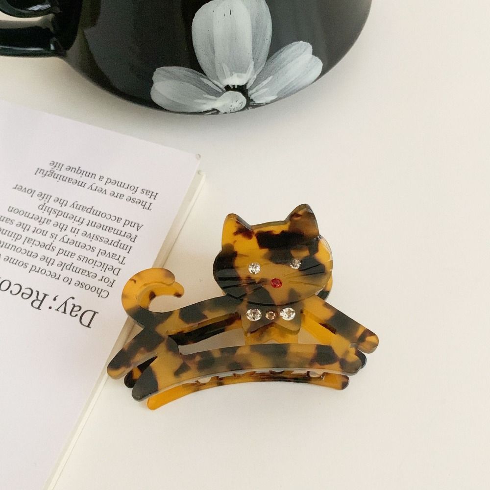 Cartoon Rhinestone Hair Clip Y2k Shark Clip Personalized Acetate Cat Hair Claw Girl