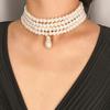 Elegant Women Multi-layer Faux Pearl Beaded Choker Necklace Party Jewelry Gift