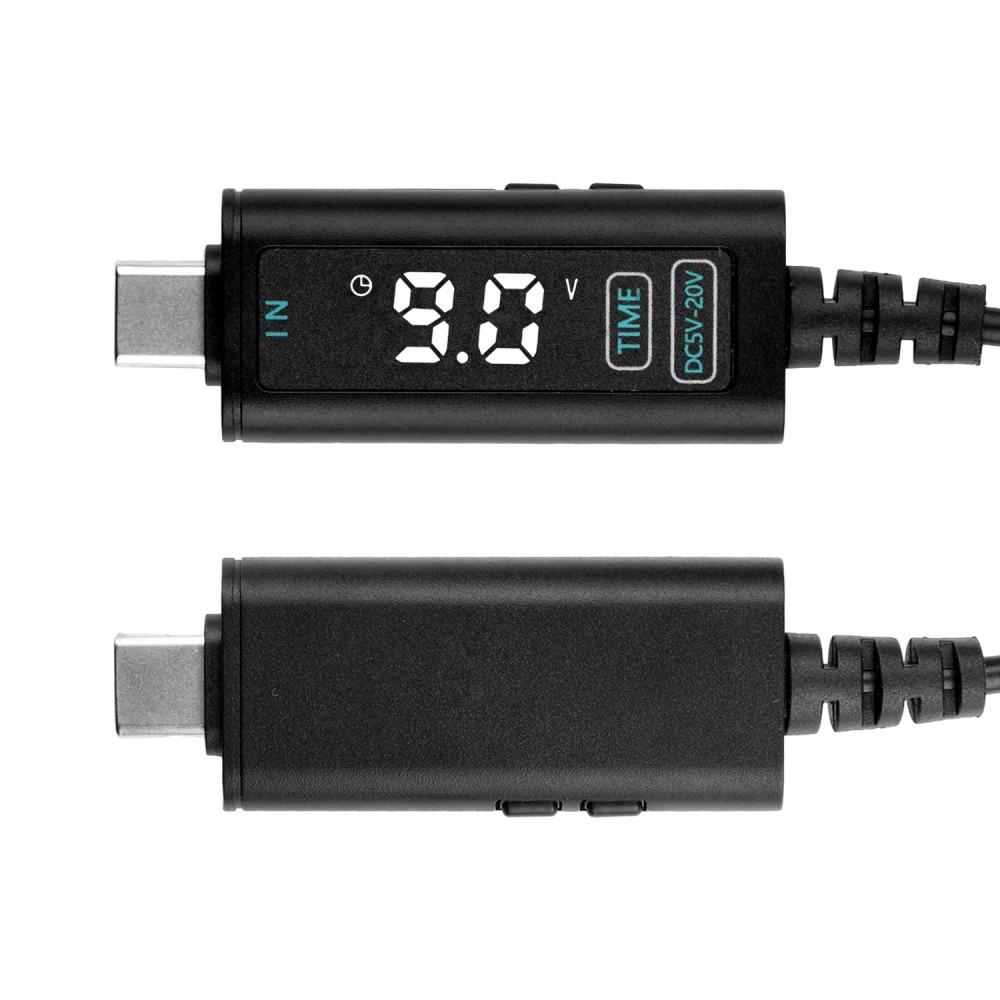 Кабель-преобразователь USB/Type-C в DC 12V 20V с регулируемым напряжением и функцией памяти для оптического модема, роутера, ноутбука. Быстрая зарядка.