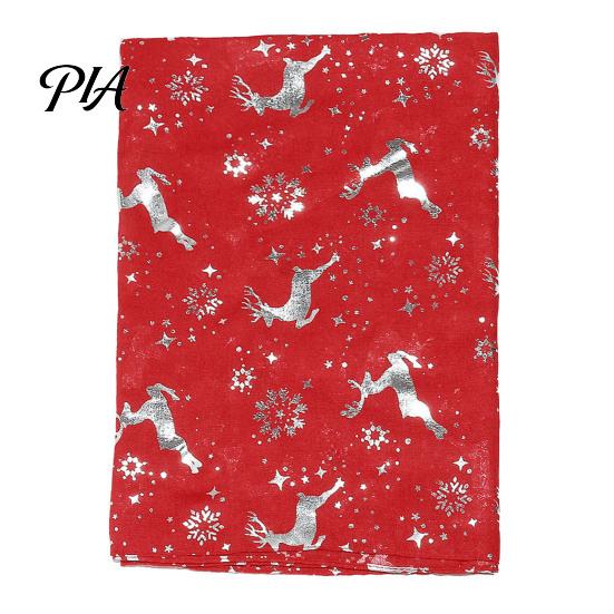 Cozy Holiday Gift for Women Christmas Theme Scarf Women, Glitter Sparkly Foil Reindeer Winter Print Scarves, Lightweight Soft Shawl Wrap Fall