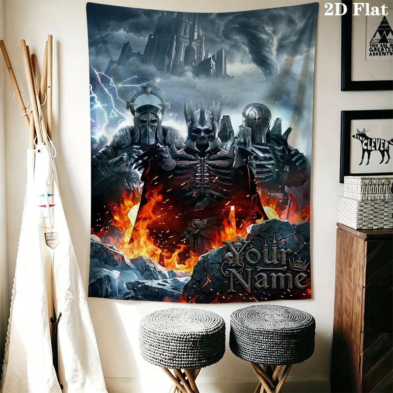 Name Custom Epic knight Wall Tapestry Aesthetic Wall Hanging Printed Fabric Blanket Decorative Tapestries for Bedroom Living Room Home Decor