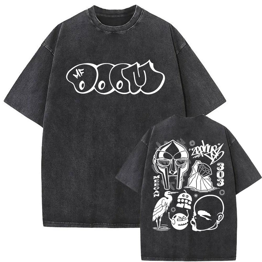 MF DOOM Стирка Черная Графическая Футболка Хип-Хоп Рэп Стритвир Унисекс Футболка