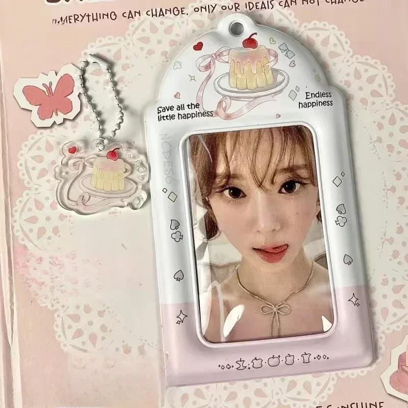 Original Design Summer Cheery Smoothie PVC Picture Frames with Chain Cute Ice Cream Photocard Holder for 3 Inch Kpop Card 2025