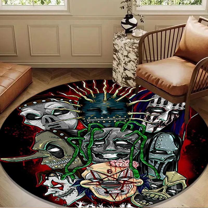 Rock music Slipk-not Round Rug for Livingroom,Bedroom, Palyroom, Chair Rug, Area rug, Circle Carpet, Large Size Fan Christmas gift