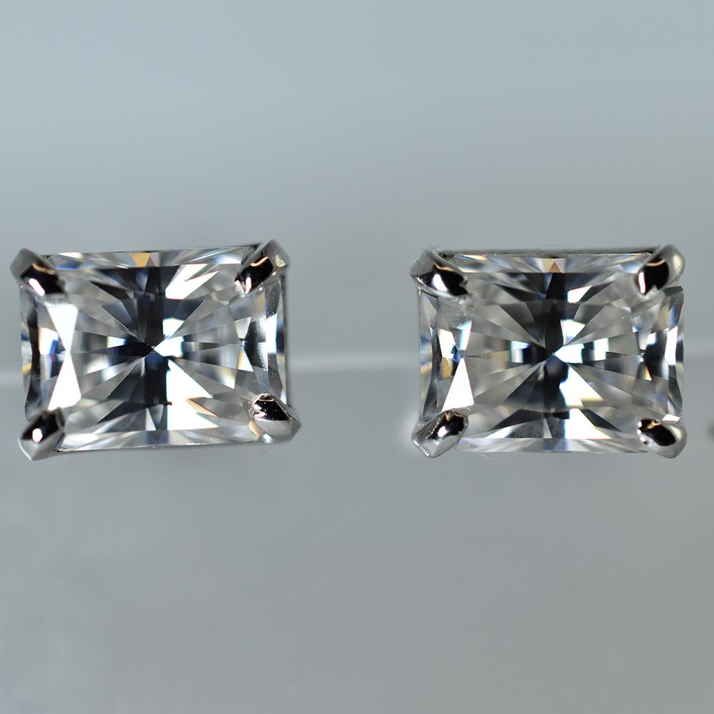 Synthetic Moissanite Earring 10.80 ct Emerald Cut Pair Gemstone Jewelry Gift