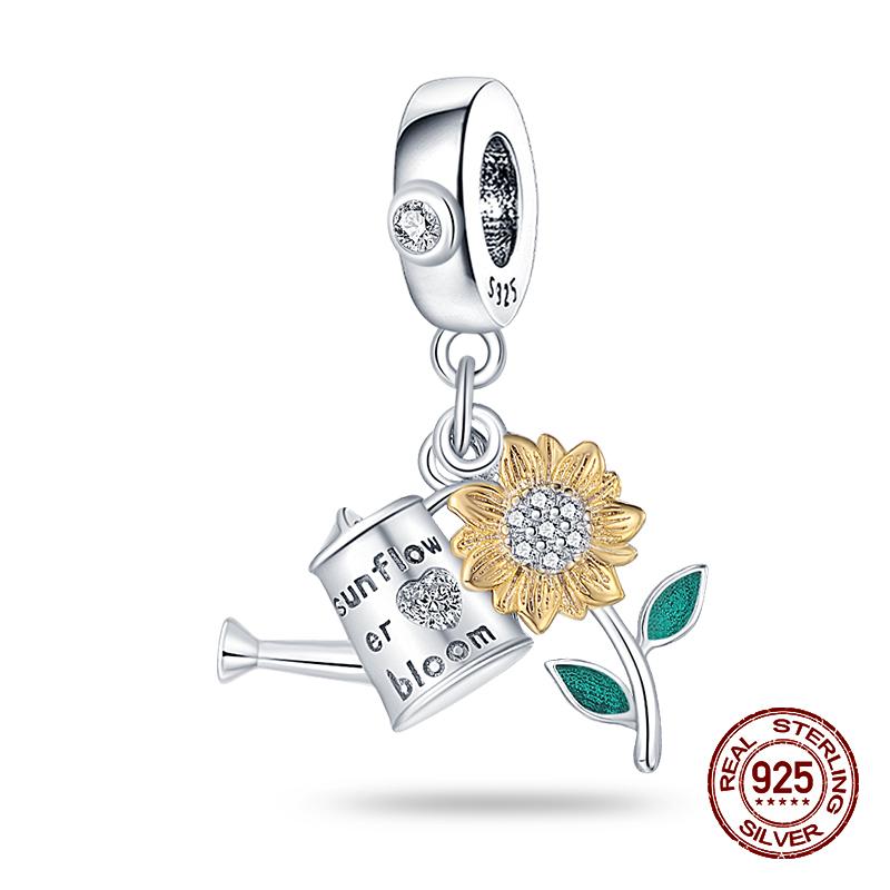 925 Sterling Silver Butterfly Tulip Iris Flower Charms Beads Fit 925 Original Bracelets Fine DIY Valentine Jewelry Gifts