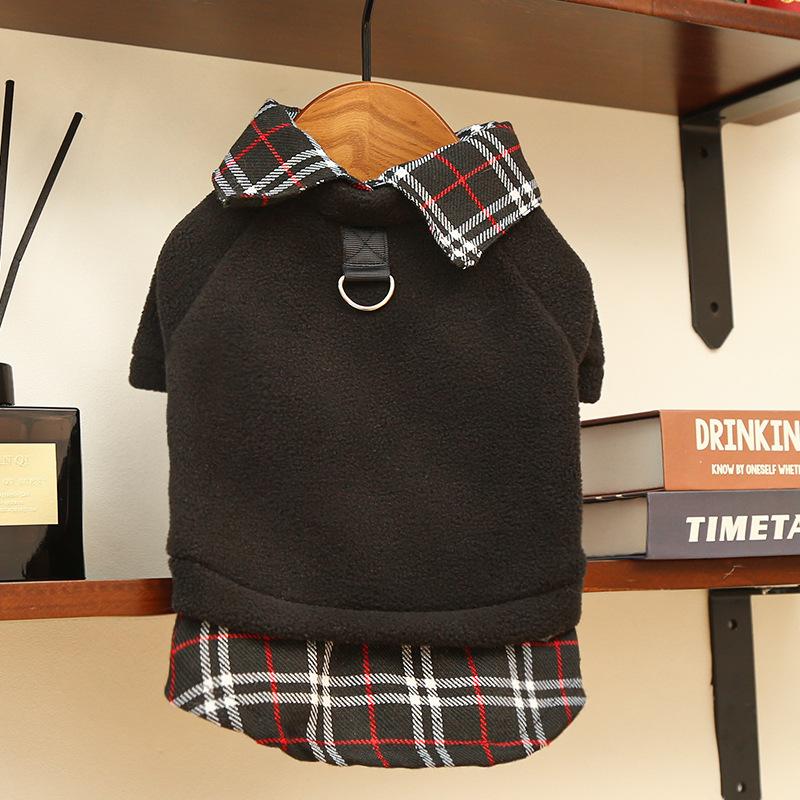 Dog Hoodies for Small Dogs Solid Plaid Polo Dog Clothes Winter Warm Coat Fleece Puppy Sweatshirt Chihuahua Dachshund Pullovers