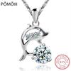 925 Silver Wedding Jewelry AA Cubic Zirconia Dolphin Pendant Love Necklace For Women Gift 45cm Chain Choker Collares Kolye S-N77