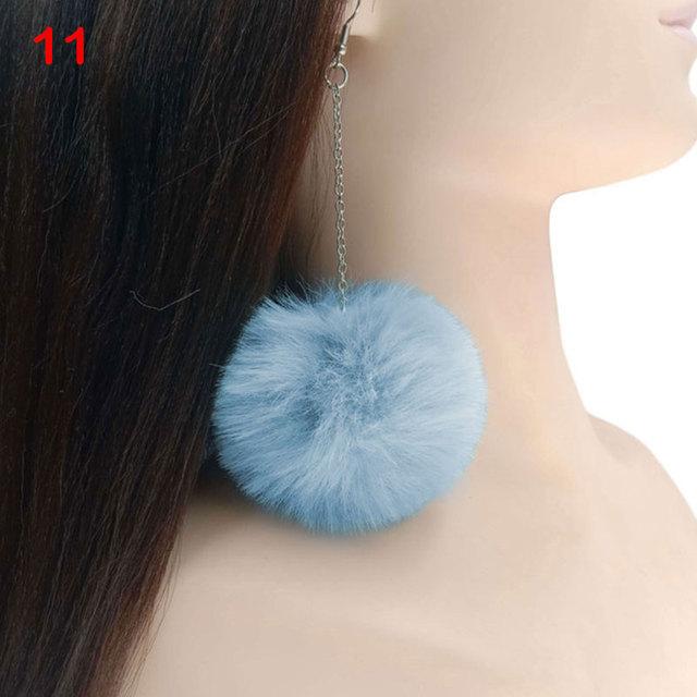 New Big Pompom Drop Earrings Fashion Soft Rabbit Fur Ball Pompom Pendant Long Dangle Earrings For Women Girl Party Gifts