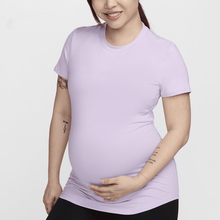 Nike Dri-Fit One Solid Color Round Neck Pullover Quick-Dry Short Sleeve T Shirt Women T Shirts Lilac-Red FN5002-512