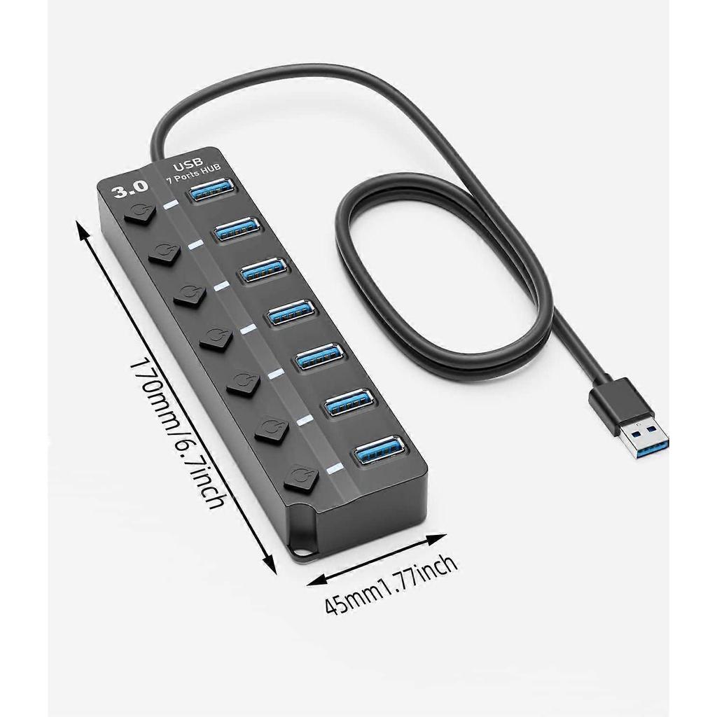 3.0 Hub, 7-Port Data Hub Splitter with 3ft Long Cable Extension for Laptop,PC