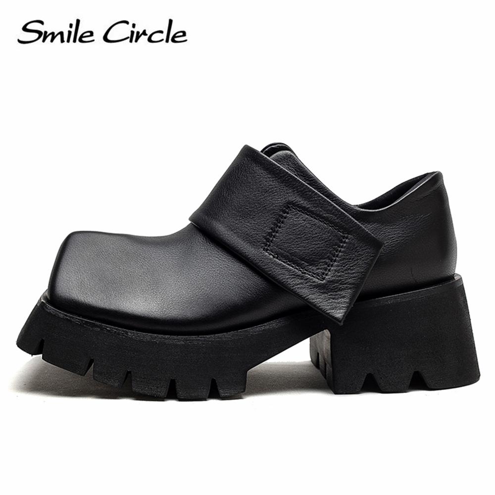 Женские туфли на плоской подошве из натуральной кожи, туфли на платформе с квадратным носком, низкие туфли, модные повседневные туфли на толстой подошве