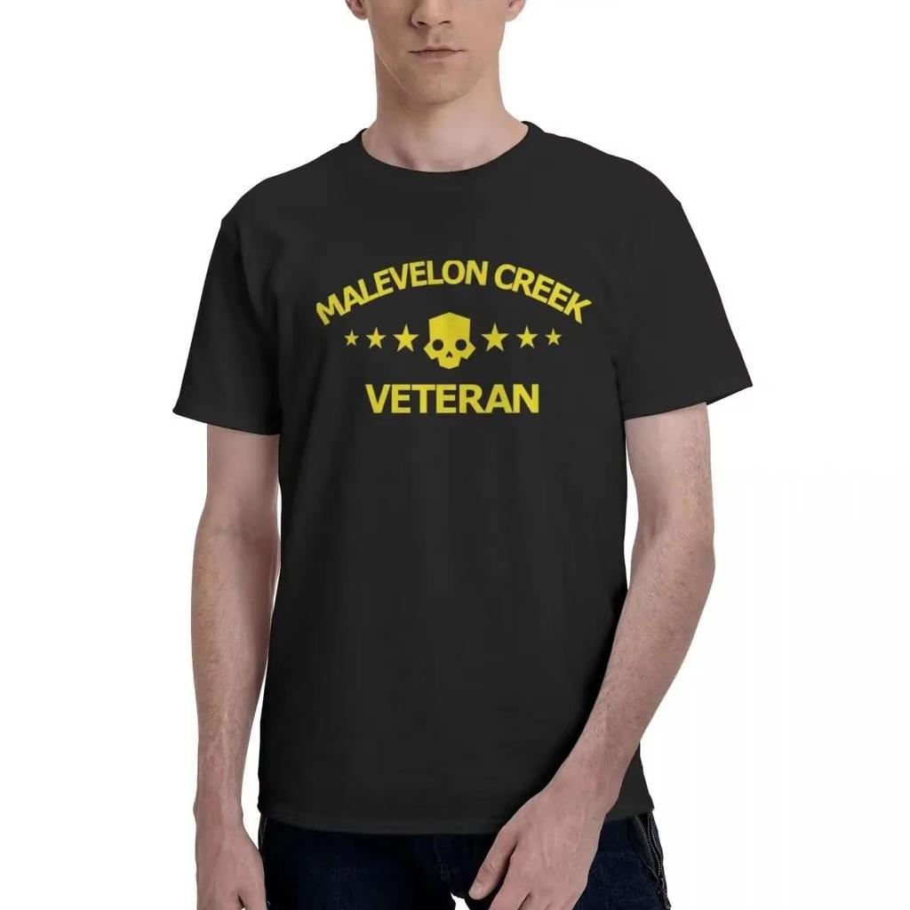 Футболки Helldivers 2 Malevelon Creek Veteran для мужчин, винтажная футболка из чистого хлопка с круглым воротом и коротким рукавом, одежда для вечеринок