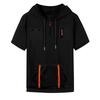 Men's Summer Shirt Zipper Pocket Short Sleeve Hooded Sweatshirt Men's Sports Large Size Casual Sweatshirt