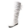 Plus-size 43 Women's Back Lace-up High Boots Women's Autumn Pleated Low Heel Knee-high Boots D506