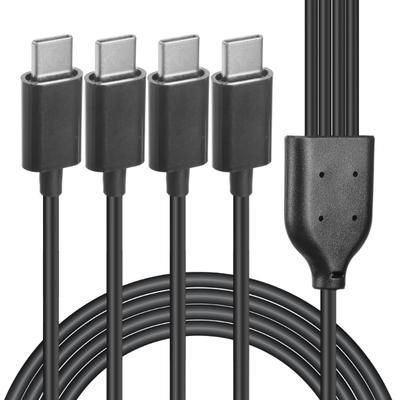 Кабель для зарядки USB C (папа) на 4xType C (папа) Шнур питания для мобильных устройств и многого другого 146см Черный Кабель-мультизарядник