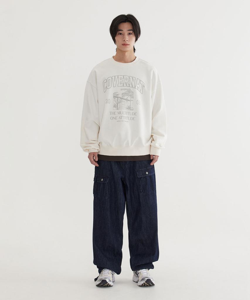 COVERNAT Palm Tree Graphic Sweatshirt Ivory