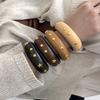 DIEZI Punk Fashion 4 Colors Round Wood Bangles Fashion Vintage Hip Hop Geometric Star Wide Bangle Bracelet For Women Men Jewelry