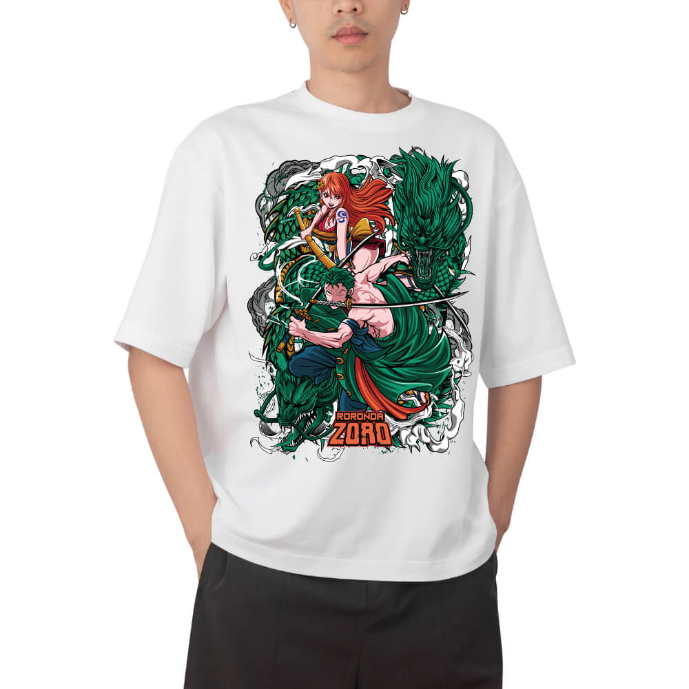 2026 New One Piece Zoro Chibi The Swordman Printed Short Sleeve Tshirt Mens and Womens Tshirt Mens Tops Sports Tshirt