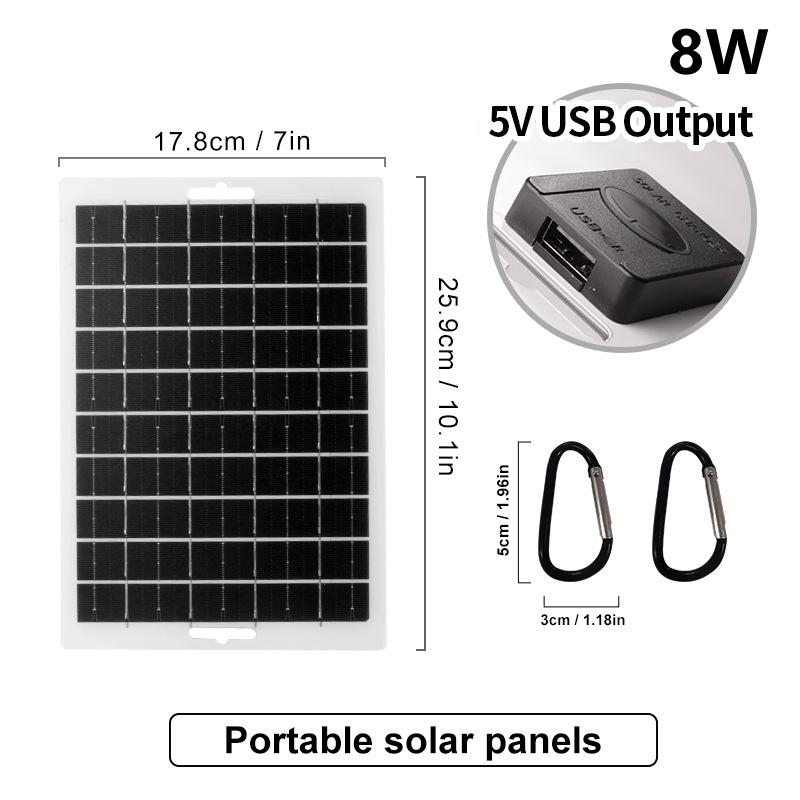 Солнечная панель с USB для походов и кемпинга на открытом воздухе, портативный аккумулятор, зарядное устройство для мобильного телефона, зарядная панель