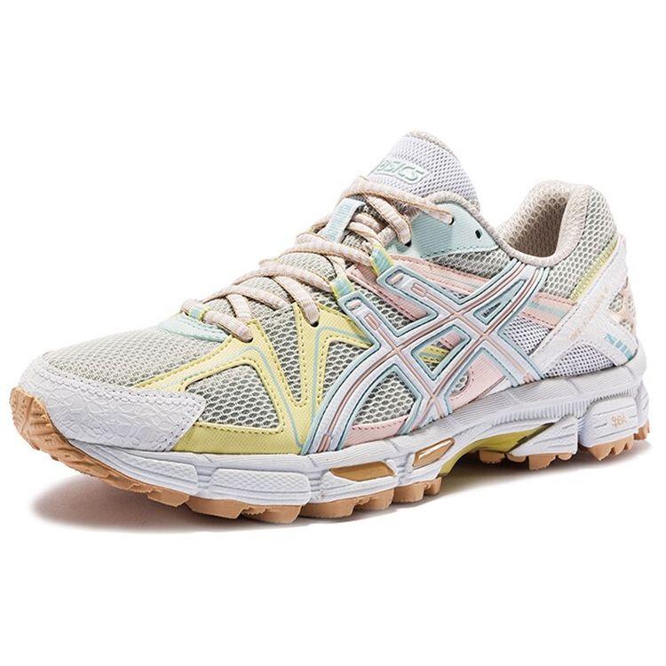 Asics Женские кроссовки Gel-Kahana 8 из сетчатой ткани, низкие, повседневные, для бега, белые, розовые, желтые, 1012A978-020